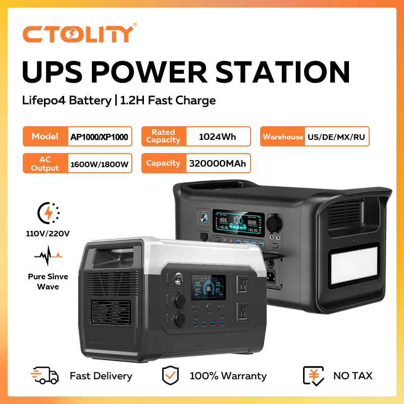 Outdoor Power Outlet Solar - CTOLITY 1800W Portable Power Station 1024Wh