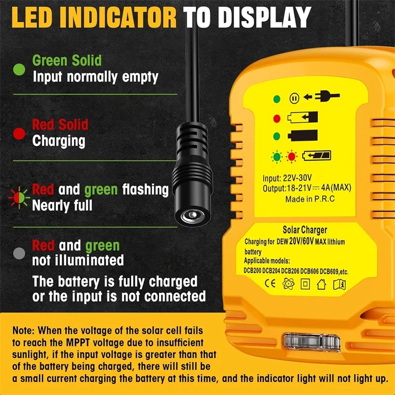 Outdoor Power Outlet Solar - DC socket Solar Adapter for Dewalt