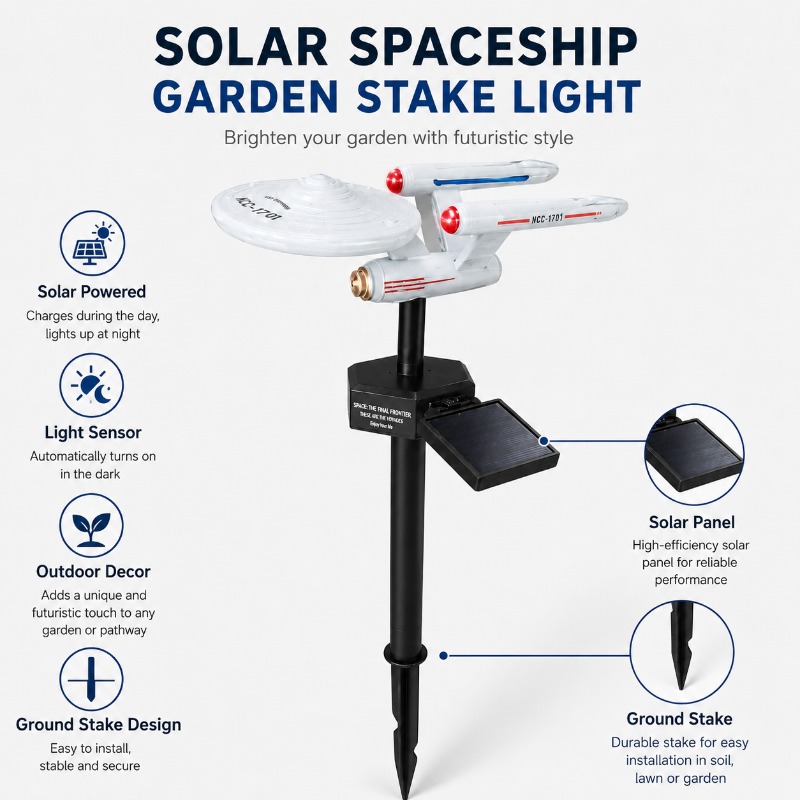 Outdoor Power Outlet Solar - Star Trek USS Enterprise Solar Garden