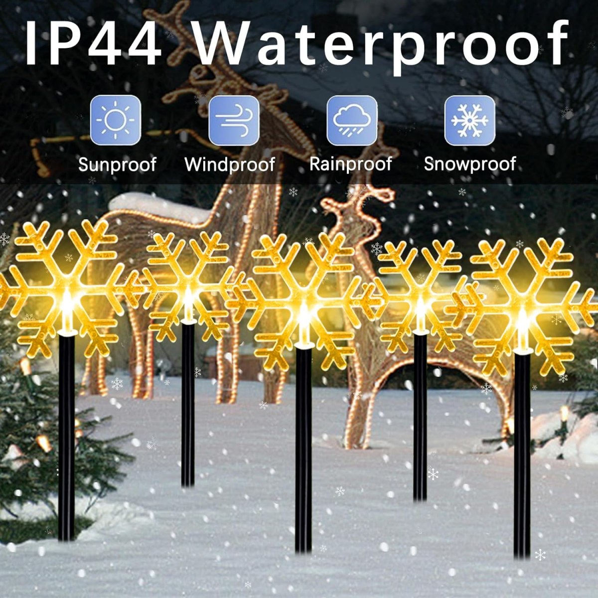 5Pcs Christmas Pathway Lights  - đánh giá và giá Outdoor Solar Power Xmas Lights