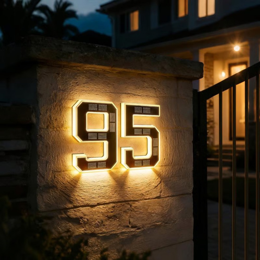 New Solar Address Sign LED Hou - đánh giá và giá Outdoor Power Outlet Solar