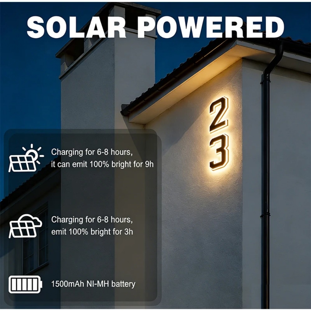 New Solar Address Sign LED Hou - đánh giá và giá Outdoor Power Outlet Solar