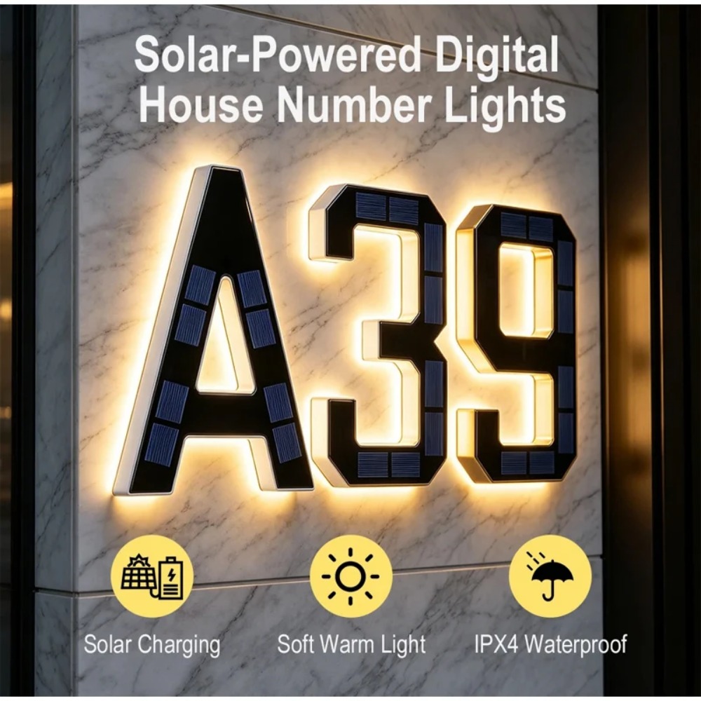 New Solar Address Sign LED Hou - đánh giá và giá Outdoor Power Outlet Solar