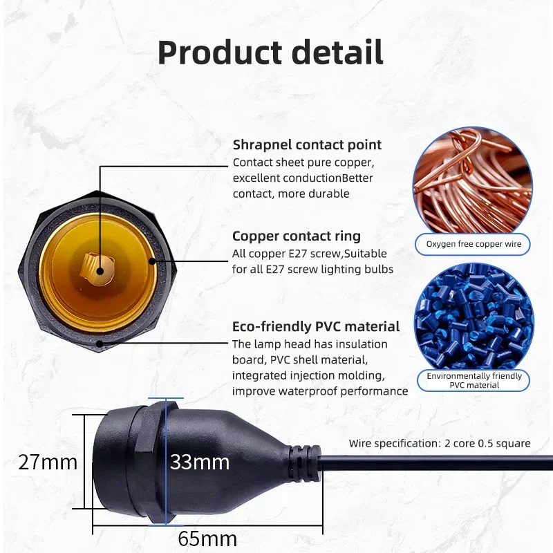 Universal E27 Lamp Head Power  - đánh giá và giá Outdoor Power Lead