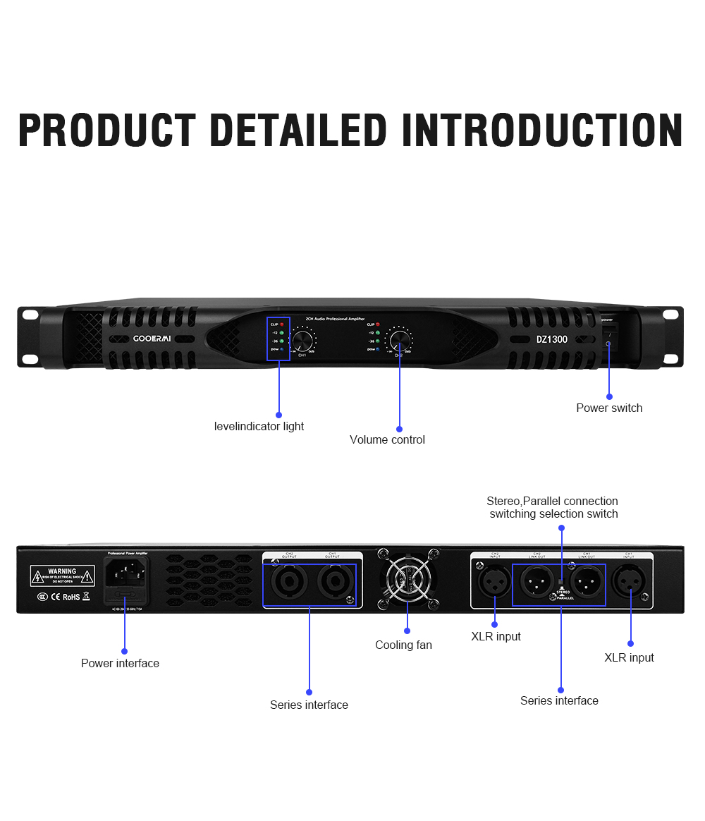 Gooermi DZ1300 1U Class D Powe - đánh giá và giá Outdoor Power Amplifier