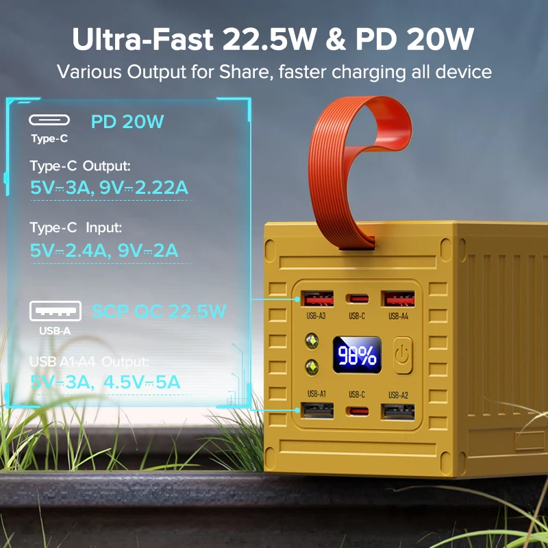 QOOVI 60000mAh Power Bank 22.5 - đánh giá và giá Outdoor Power Lead